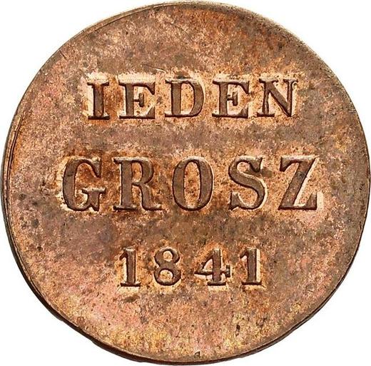 Reverso Prueba 1 grosz 1841 MW ""IEDEN GROSZ"" Águila grande - valor de la moneda  - Polonia, Dominio Ruso