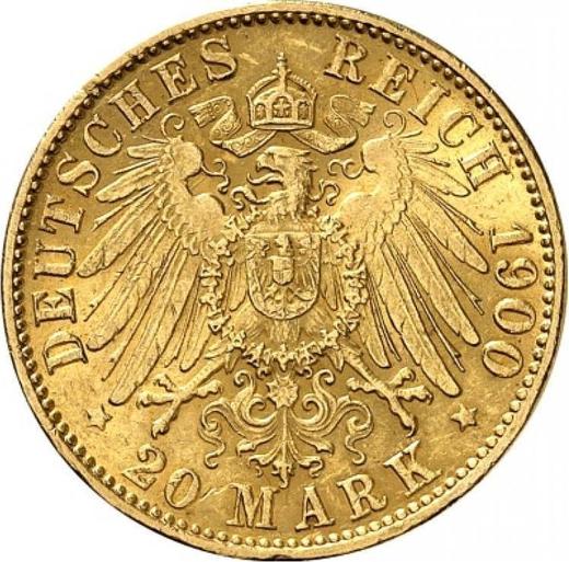 Реверс монеты - 20 марок 1900 года J "Гамбург" - цена золотой монеты - Германия, Германская Империя