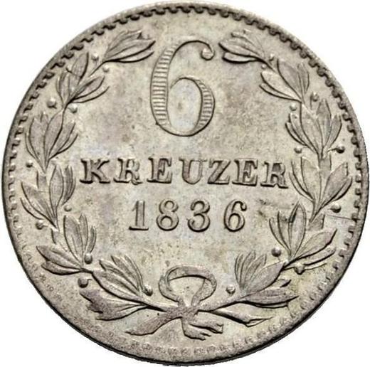 Reverso 6 Kreuzers 1836 D - valor de la moneda de plata - Baden, Leopoldo I de Baden
