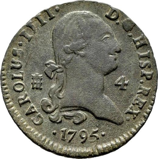 Anverso 4 maravedíes 1795 - valor de la moneda  - España, Carlos IV