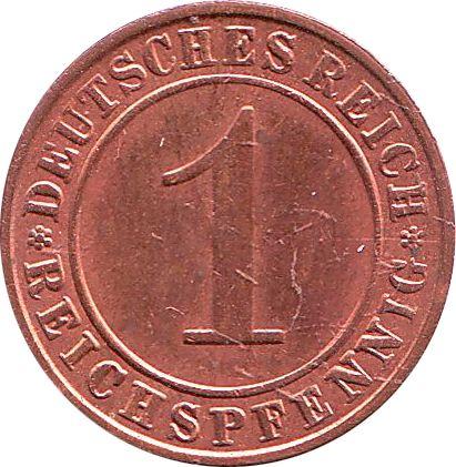 Аверс монеты - 1 рейхспфенниг 1935 года A - цена  монеты - Германия, Bеймарская республика