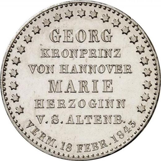 Reverso Tálero 1843 S "Boda" - valor de la moneda de plata - Hannover, Ernesto Augusto 