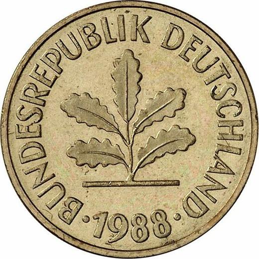 Rewers monety - 5 fenigów 1988 G - cena  monety - Niemcy, RFN