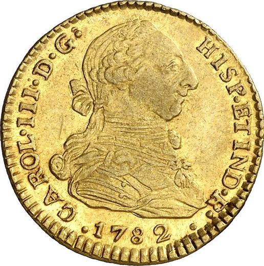 Аверс монеты - 2 эскудо 1782 года P SF - цена золотой монеты - Колумбия, Карл III
