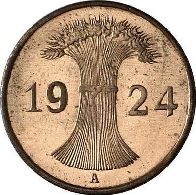 Реверс монеты - 1 рейхспфенниг 1924 года A - цена  монеты - Германия, Bеймарская республика