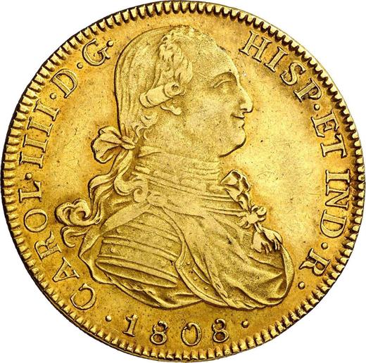 Аверс монеты - 8 эскудо 1808 года Mo TH - цена золотой монеты - Мексика, Карл IV