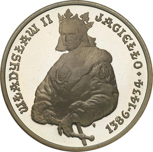 Reverso 5000 eslotis 1989 MW SW "Vladislao II Jagellón" Plata Retrato de medio cuerpo - valor de la moneda de plata - Polonia, República Popular