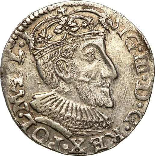 Аверс монеты - Трояк (3 гроша) 1592 года IF "Олькушский монетный двор" - цена серебряной монеты - Польша, Сигизмунд III Ваза