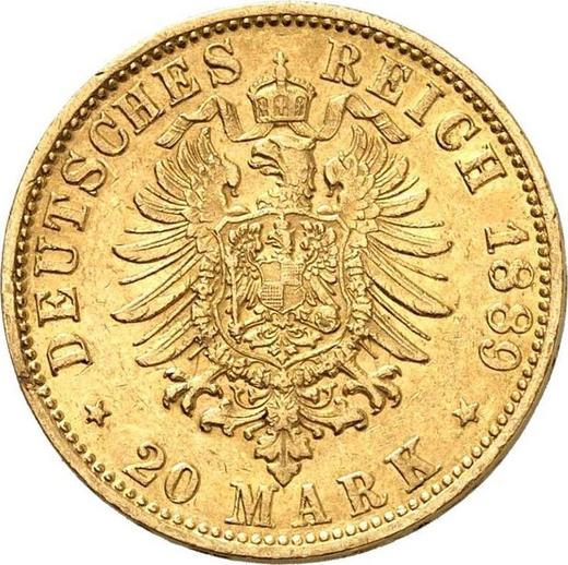 Reverse 20 Mark 1889 J "Hamburg" - Gold Coin Value - Germany, German Empire