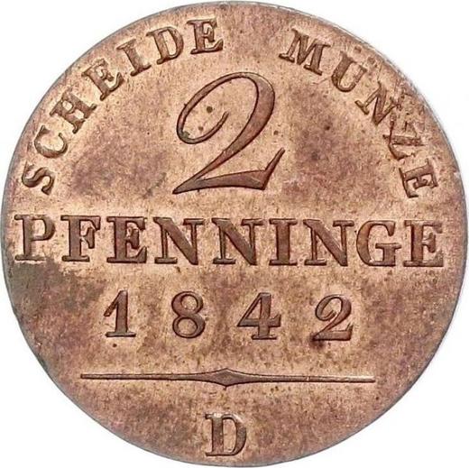 Реверс монеты - 2 пфеннига 1842 года D - цена  монеты - Пруссия, Фридрих Вильгельм IV