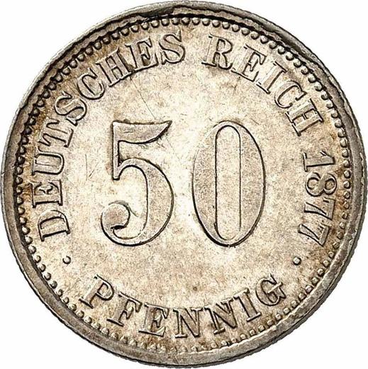 Аверс монеты - 50 пфеннигов 1877 года J "Тип 1875-1877" - цена серебряной монеты - Германия, Германская Империя