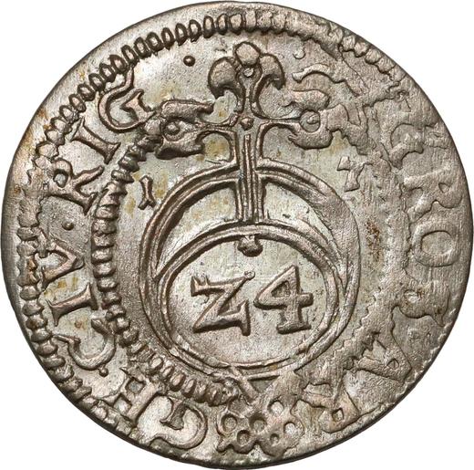 Аверс монеты - 1 грош 1617 года "Рига" - цена серебряной монеты - Польша, Сигизмунд III Ваза