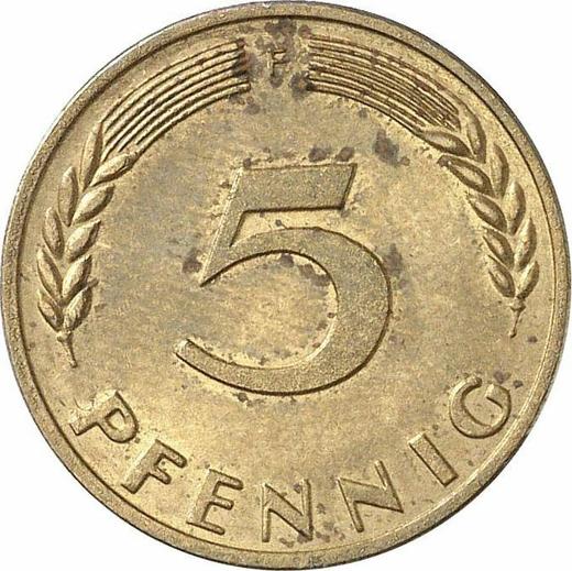 Awers monety - 5 fenigów 1970 F - cena  monety - Niemcy, RFN