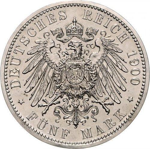 Reverso 5 marcos 1900 A "Hessen" - valor de la moneda de plata - Alemania, Imperio alemán