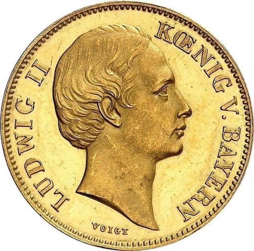 Аверс монеты - 1 крона 1866 года - цена золотой монеты - Бавария, Людвиг II