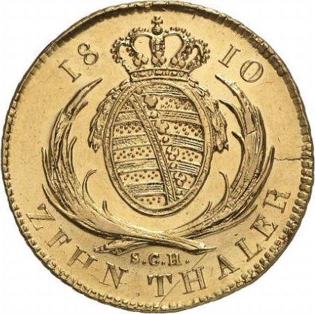 Reverso 10 táleros 1810 S.G.H. - valor de la moneda de oro - Sajonia, Federico Augusto I