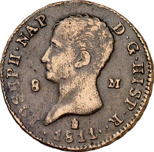 Аверс монеты - 8 мараведи 1811 года - цена  монеты - Испания, Жозеф Бонапарт