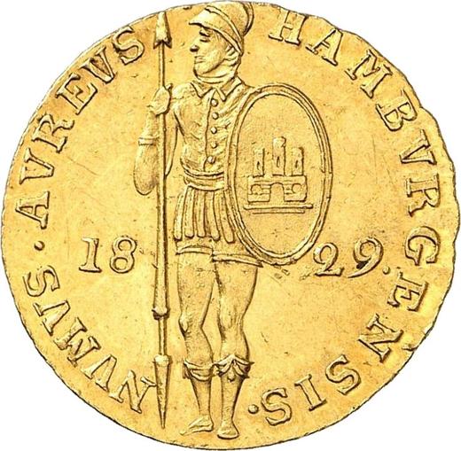 Аверс монеты - Дукат 1829 года - цена  монеты - Гамбург, Вольный город