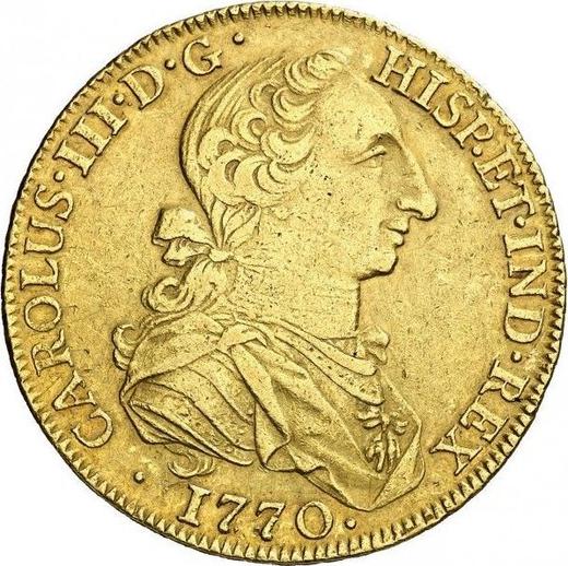 Аверс монеты - 8 эскудо 1770 года Mo MF - цена золотой монеты - Мексика, Карл III