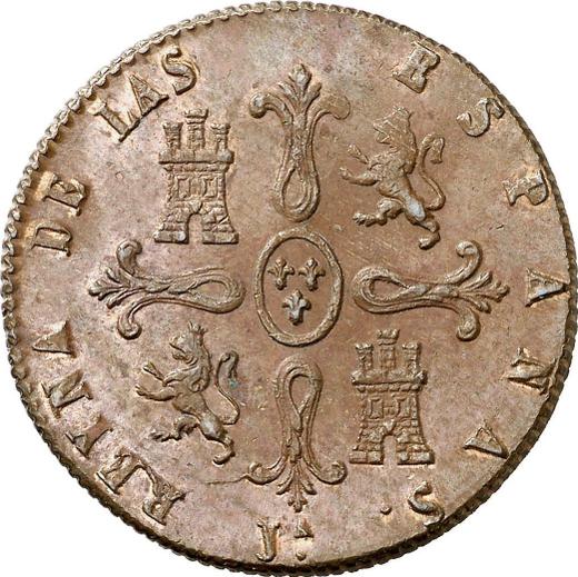 Reverso 8 maravedíes 1843 Ja "Valor nominal sobre el reverso" - valor de la moneda  - España, Isabel II