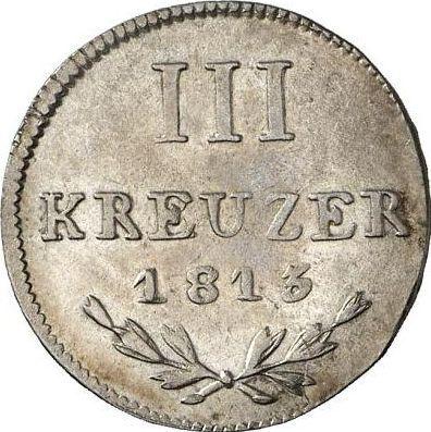 Rewers monety - 3 krajcary 1813 "Typ 1812-1813" - cena srebrnej monety - Badenia, Karol Ludwik