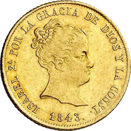 Аверс монеты - 80 реалов 1843 года S RD - цена золотой монеты - Испания, Изабелла II