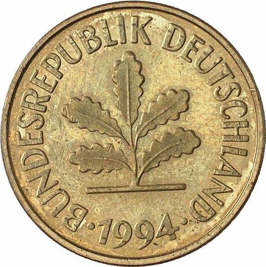 Реверс монеты - 5 пфеннигов 1994 года J - цена  монеты - Германия, ФРГ