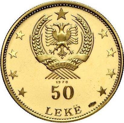 Rewers monety - 50 leków 1970 "Gjirokastёr" - cena złotej monety - Albania, Republika Ludowa