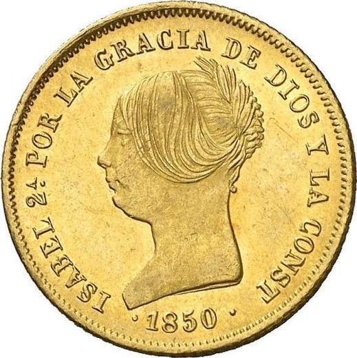 Аверс монеты - 100 реалов 1850 года M CL - цена золотой монеты - Испания, Изабелла II