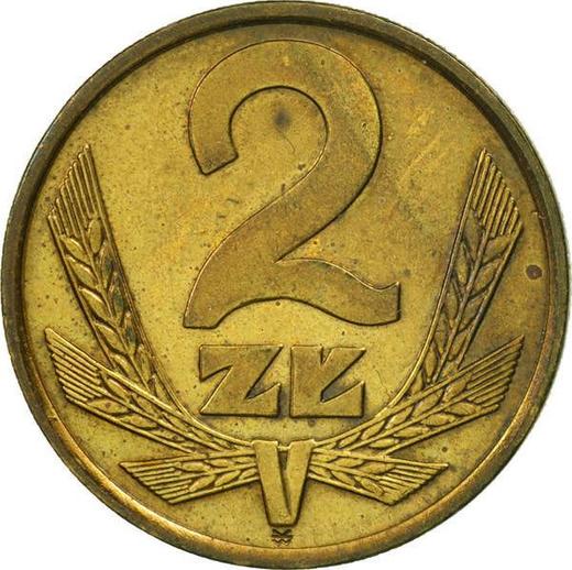 Reverso 2 eslotis 1977 WK - valor de la moneda  - Polonia, República Popular