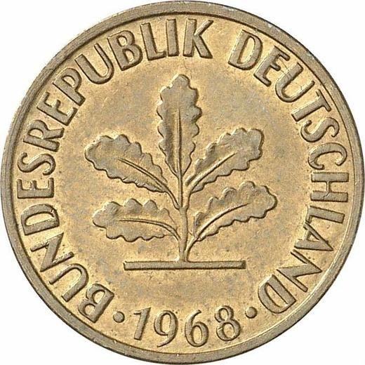 Реверс монеты - 5 пфеннигов 1968 года F - цена  монеты - Германия, ФРГ