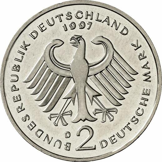 Reverse 2 Mark 1997 D "Willy Brandt" - Germany, FRG