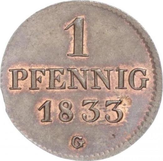 Реверс монеты - 1 пфенниг 1833 года G - цена  монеты - Саксония-Альбертина, Антон