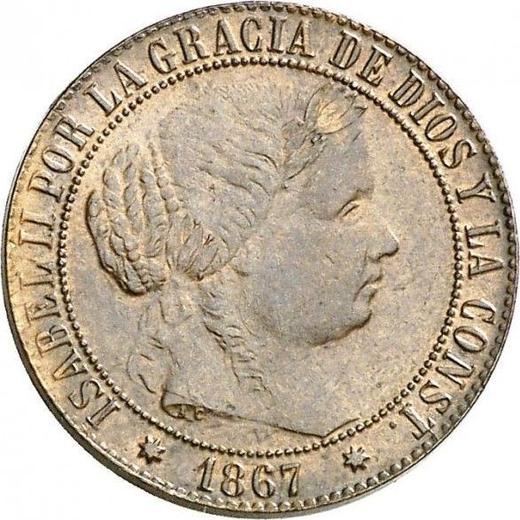 Awers monety - 1 centimo de escudo 1867 OM Siedmioramienne gwiazdy - cena  monety - Hiszpania, Izabela II