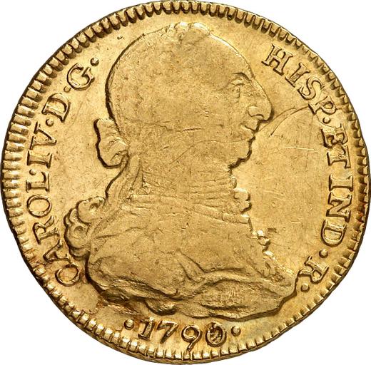 Anverso 4 escudos 1790 So DA - valor de la moneda de oro - Chile, Carlos IV