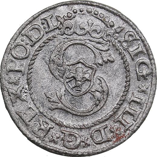 Аверс монеты - Шеляг 1591 года "Рига" - цена серебряной монеты - Польша, Сигизмунд III Ваза