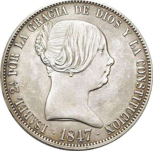 Аверс монеты - 20 реалов 1847 года M DG - цена серебряной монеты - Испания, Изабелла II