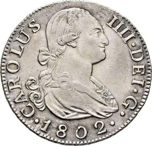 Awers monety - 2 reales 1802 M FA - cena srebrnej monety - Hiszpania, Karol IV