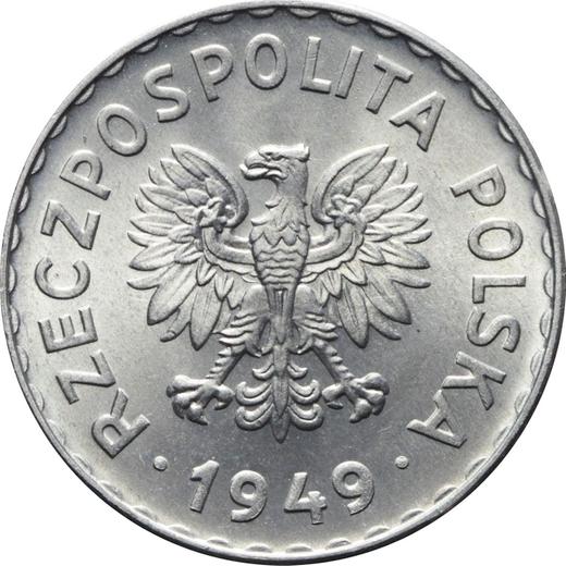 Obverse 1 Zloty 1949 Aluminum - Poland, Peoples Republic