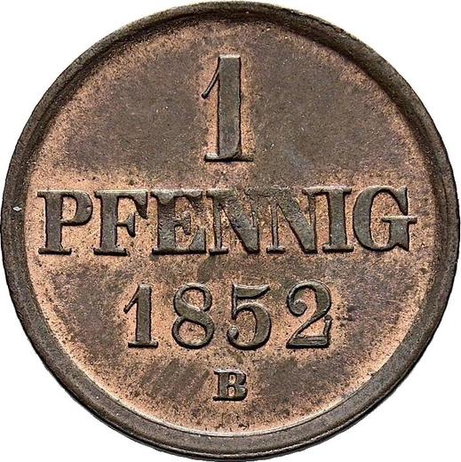 Реверс монеты - 1 пфенниг 1852 года B - цена  монеты - Брауншвейг-Вольфенбюттель, Вильгельм
