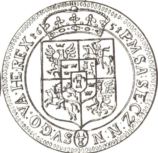 Реверс монеты - Талер 1651 года Прямой герб - цена серебряной монеты - Польша, Ян II Казимир