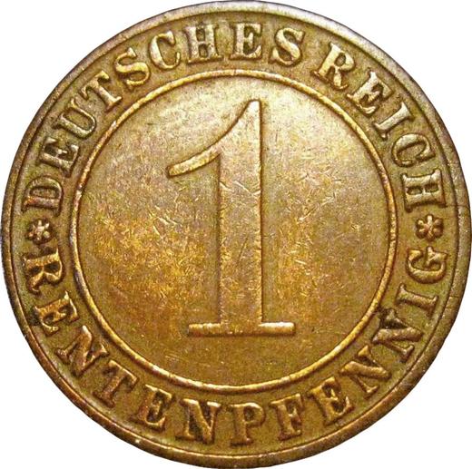 Аверс монеты - 1 рентенпфенниг 1924 года J - цена  монеты - Германия, Bеймарская республика