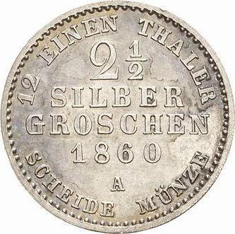 Reverso 2 1/2 Silber Groschen 1860 A - valor de la moneda de plata - Prusia, Federico Guillermo IV
