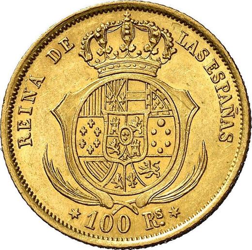 Reverso 100 reales 1852 Estrellas de seis puntas - valor de la moneda de oro - España, Isabel II