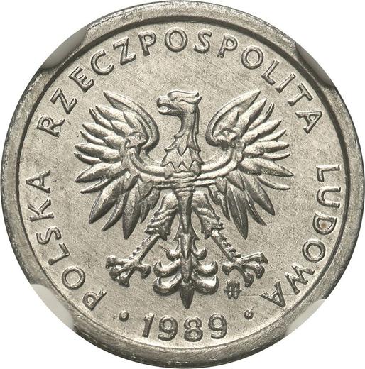 Аверс монеты - 1 злотый 1989 года MW - цена  монеты - Польша, Народная Республика
