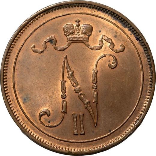 Аверс монеты - 10 пенни 1910 года - цена  монеты - Финляндия, Великое княжество