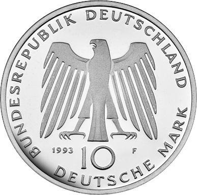 Rewers monety - 10 marek 1993 F "Poczdam" - cena srebrnej monety - Niemcy, RFN