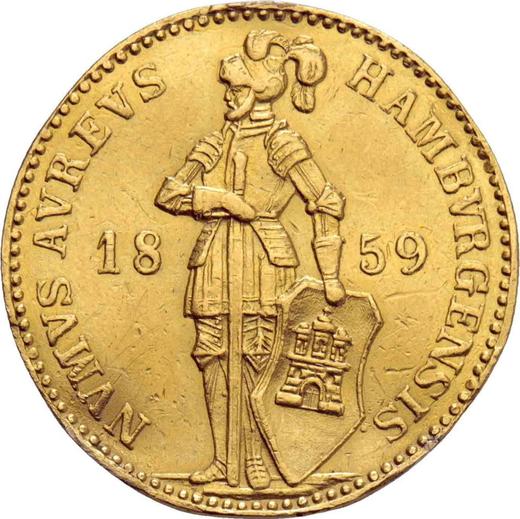 Аверс монеты - Дукат 1859 года - цена  монеты - Гамбург, Вольный город