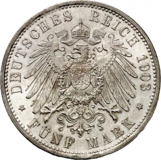 Реверс монеты - 5 марок 1903 года D "Бавария" - цена серебряной монеты - Германия, Германская Империя
