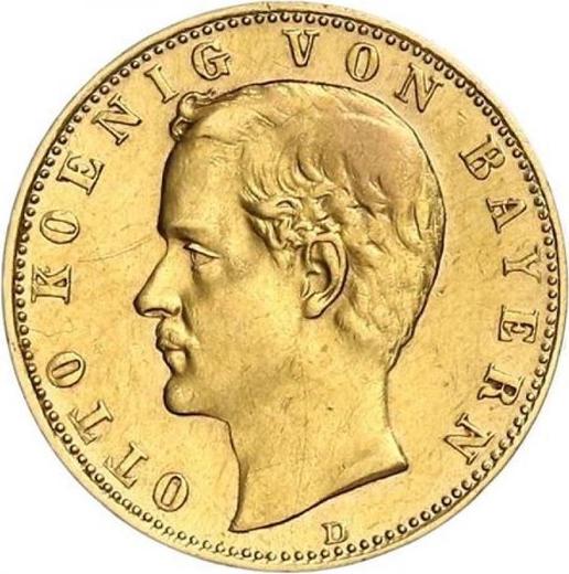 Аверс монеты - 10 марок 1890 года D "Бавария" - цена золотой монеты - Германия, Германская Империя